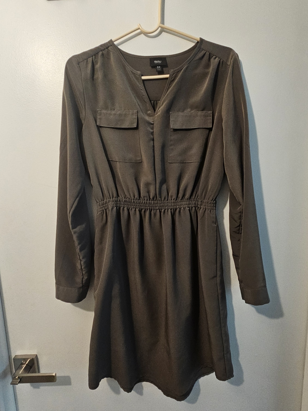 Massimo Olive Green Long Sleeve Shirt Dress